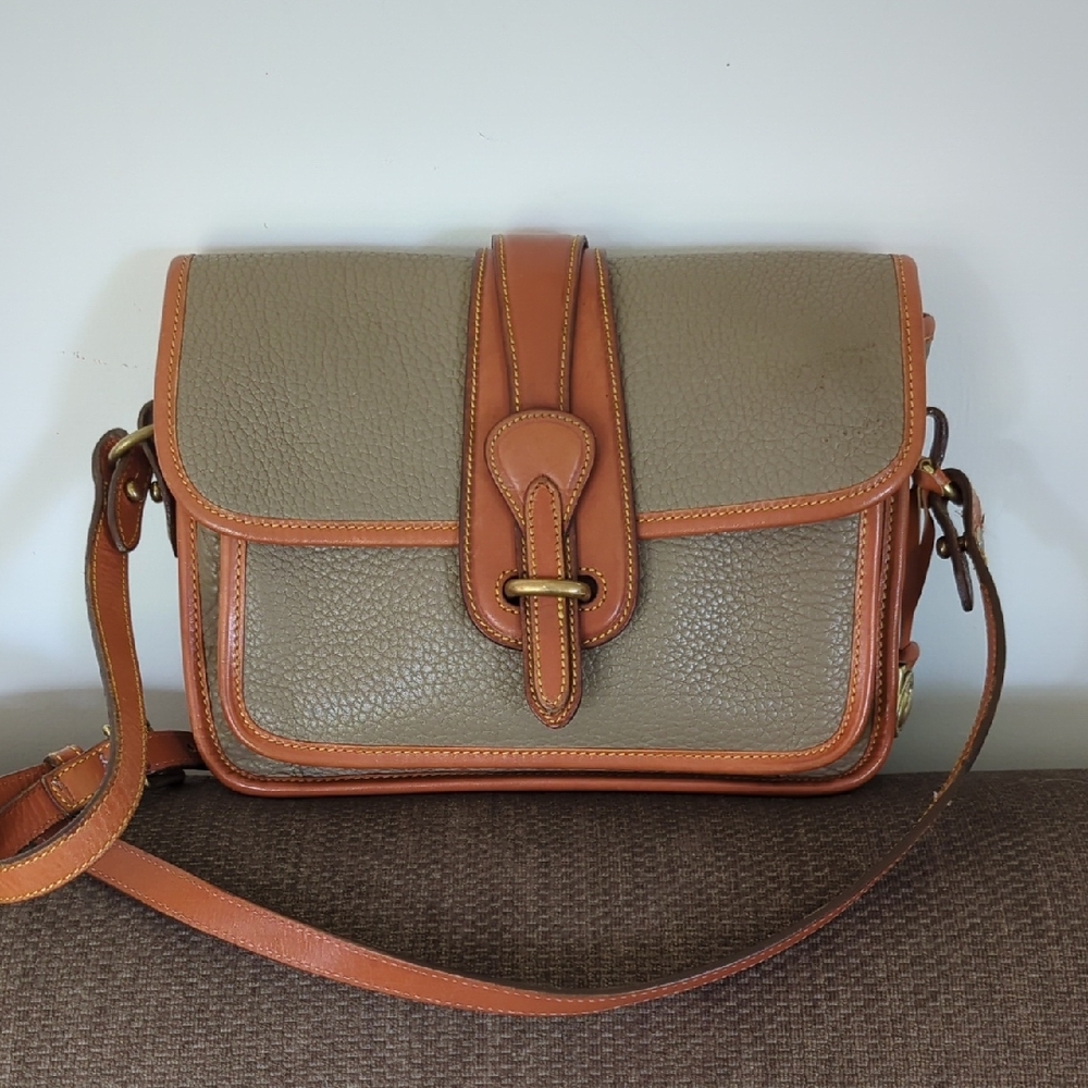 Vintage Dooney & Bourke All Weather Leather Stone Equestrian  Bag
